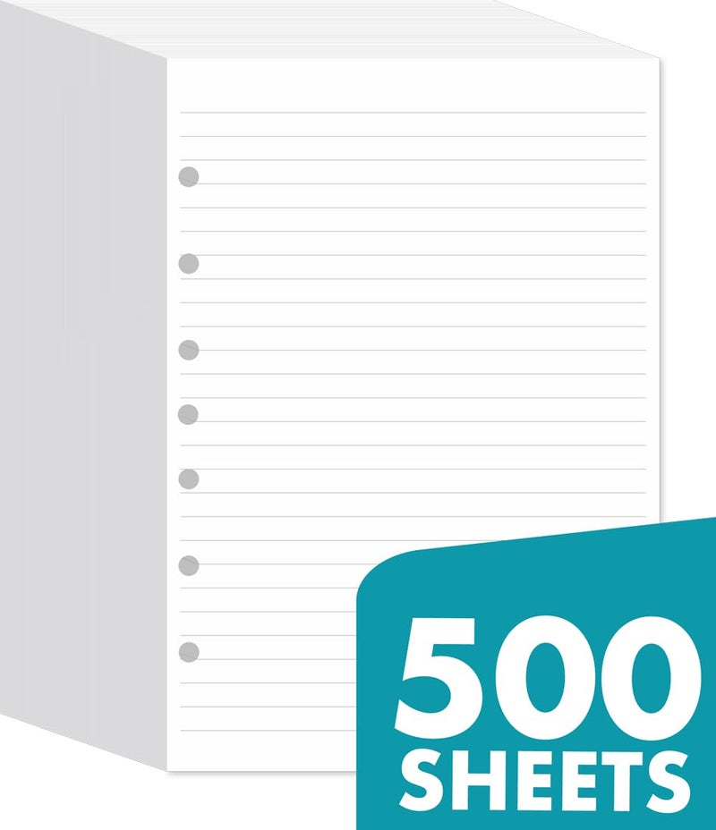 newestor 7-Hole Lined Filler Paper Pack of 500 Sheets for Mini Binders, College Ruled, 5-1/2"" x 8-1/2"", White - Image 2